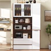 Highboard con Cassetti e Ripiani ¨C MINIMAL ¨C Bianco e Noce