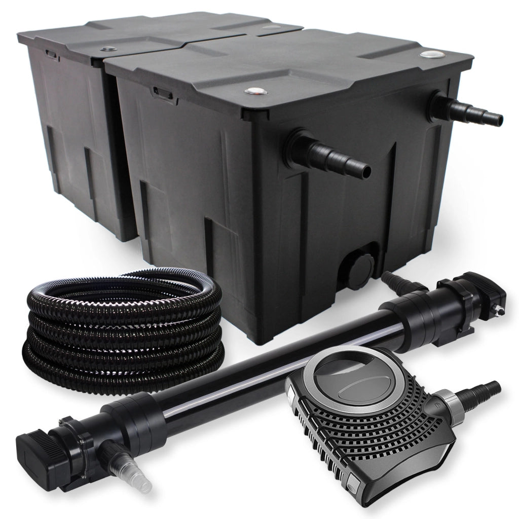 Set Filtro laghetto a 2 camere 60000l Chiarificatore UVC 72W 6ª serie Pompa NEO10000 80W Tubo