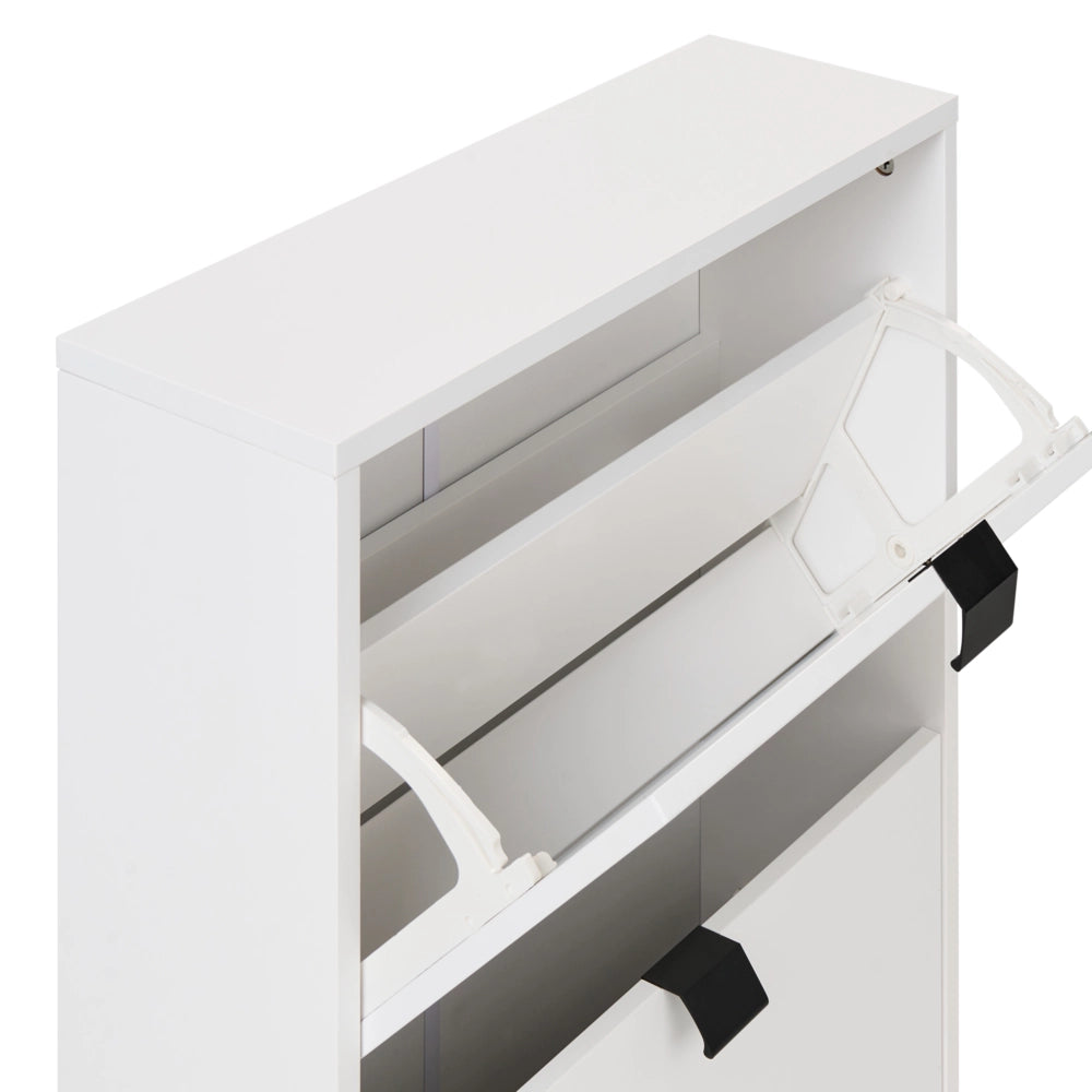 Scarpiera Bianca in MDF con 2 Scomparti Design Moderno per Ingresso
