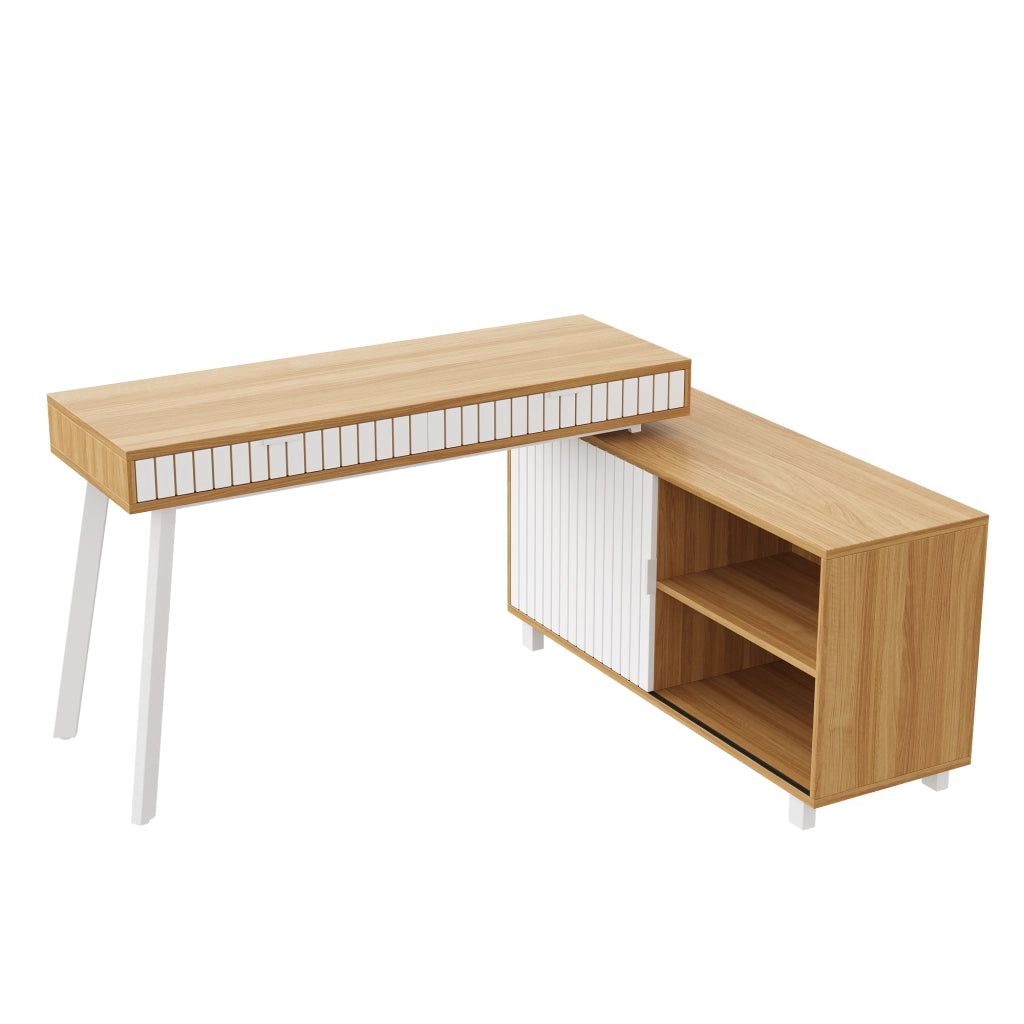 Scrivania Angolare con Cassetti ¨C MINIMAL ¨C Legno e Metallo, 140x120x76.5cm