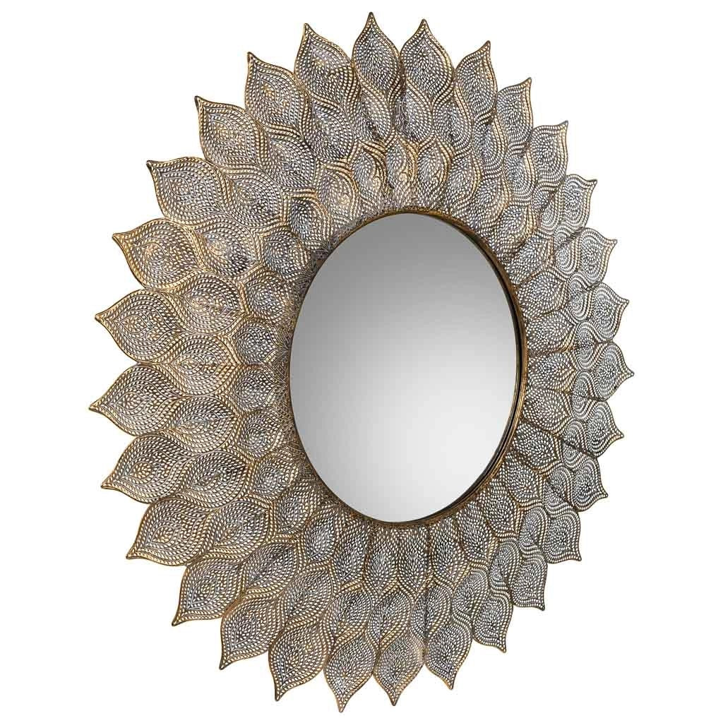 Specchio da parete in metallo dorato 90x4x90h