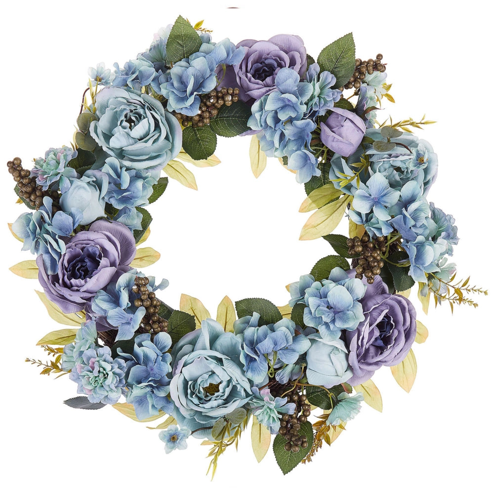 Ghirlanda Porta Blu Fatto A Mano Decorativo Fiore Artificiale Rotondo 50 cm Tavolo Decorazione Parete Stile Rustico Tradizionale