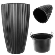 Vaso da fiori KADAX 30 cm con coperchio e inserto, vaso da fiori in plastica nero
