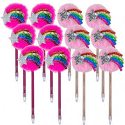 PomPom penna colorata e trendy - 21 cm - Adatta per scuola e ufficio - 12 pezzi in arcobaleno