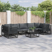 Set Divano da Giardino con cuscino 8 pcs Nero Alluminio