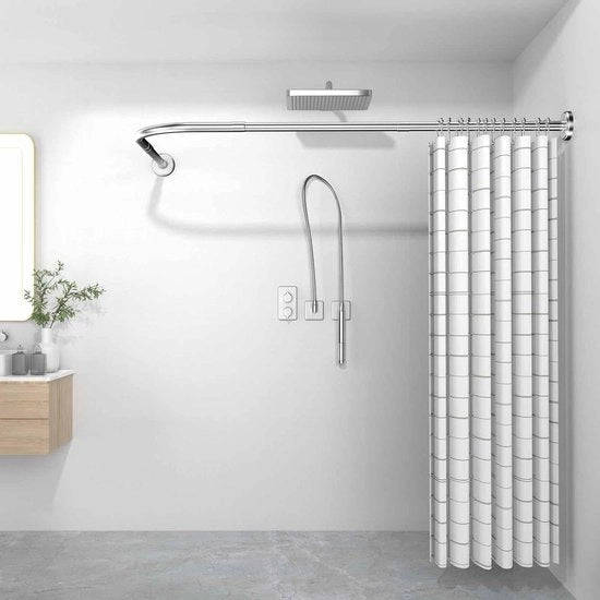 Douchegordijnstang L-rettangolare adattabile 75-95 x 95-115 cm - Douchestang angolare per Bagno/Box doccia