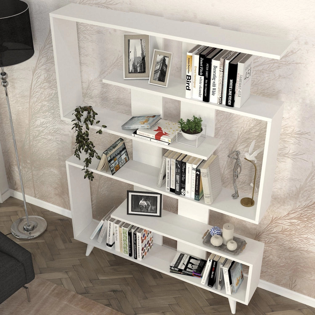 Libreria in legno "Rain" - 120 x 20 x 162 cm - Bianco