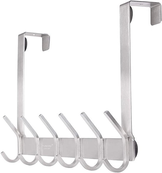 Hanger per porta - 12 ganci in acciaio inossidabile - Heavy Duty - hanger per armadio - capi d'abbigliamento asciugamani - camera da letto bagno - finitura liscia SUS 304