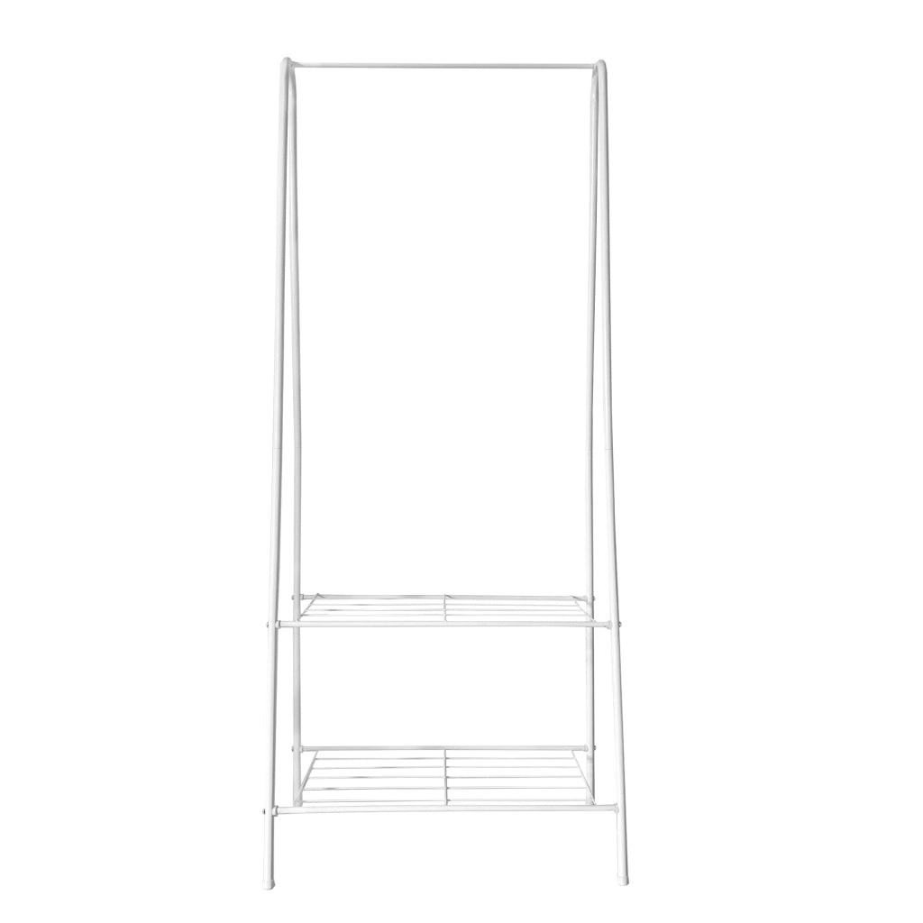 Appendiabiti a forma di asino in metallo Premium ad angolo Nyana Home 151x60x34 cm, 1 ripiano sospeso, 1 ripiano inferiore Bianco.