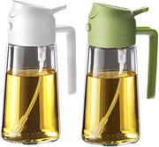 Dispensatore e pennello per olio da cucina 2 in 1 - 470ml flacone di olio d'oliva - 16oz pennello per oli - Accessori da cucina per cucinare, insalate e grigliare - Bianco e Verde