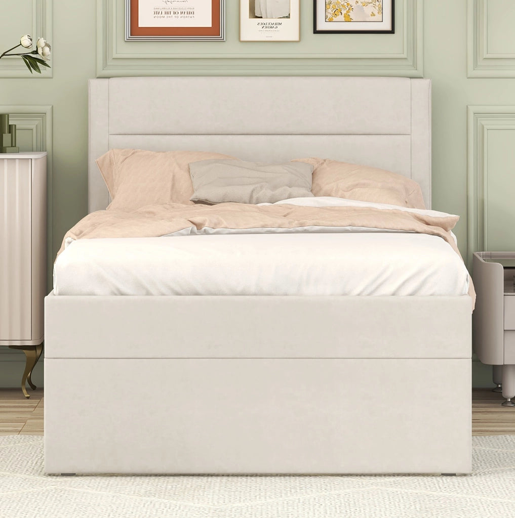 Letto imbottito 90x200 cm con contenitore beige