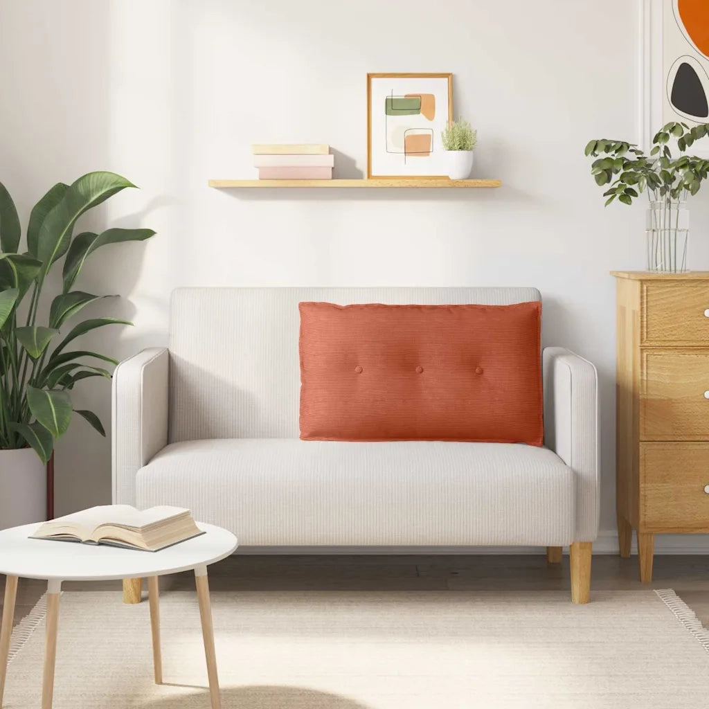 Cuscino per Schiena | Cuscino dorsale Rosso Arancio 80 x 50 cm Tessuto in Cords