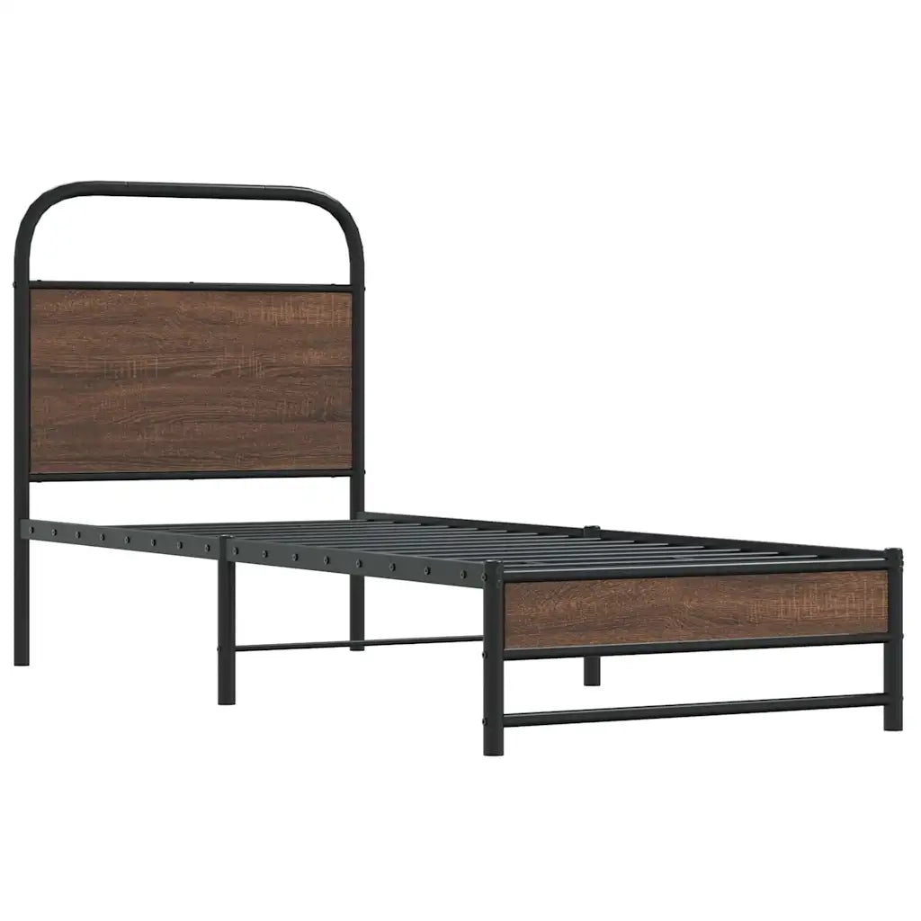 Letto singolo | Letto per adulti | Giroletto senza Materasso Rovere Marrone 75x190cm in Truciolato
