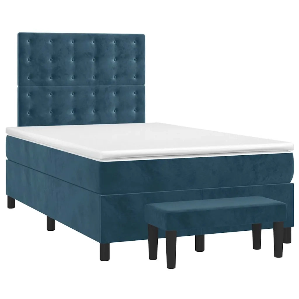 Giroletto a Molle con Materasso Blu Scuro 120x190 cm in Velluto