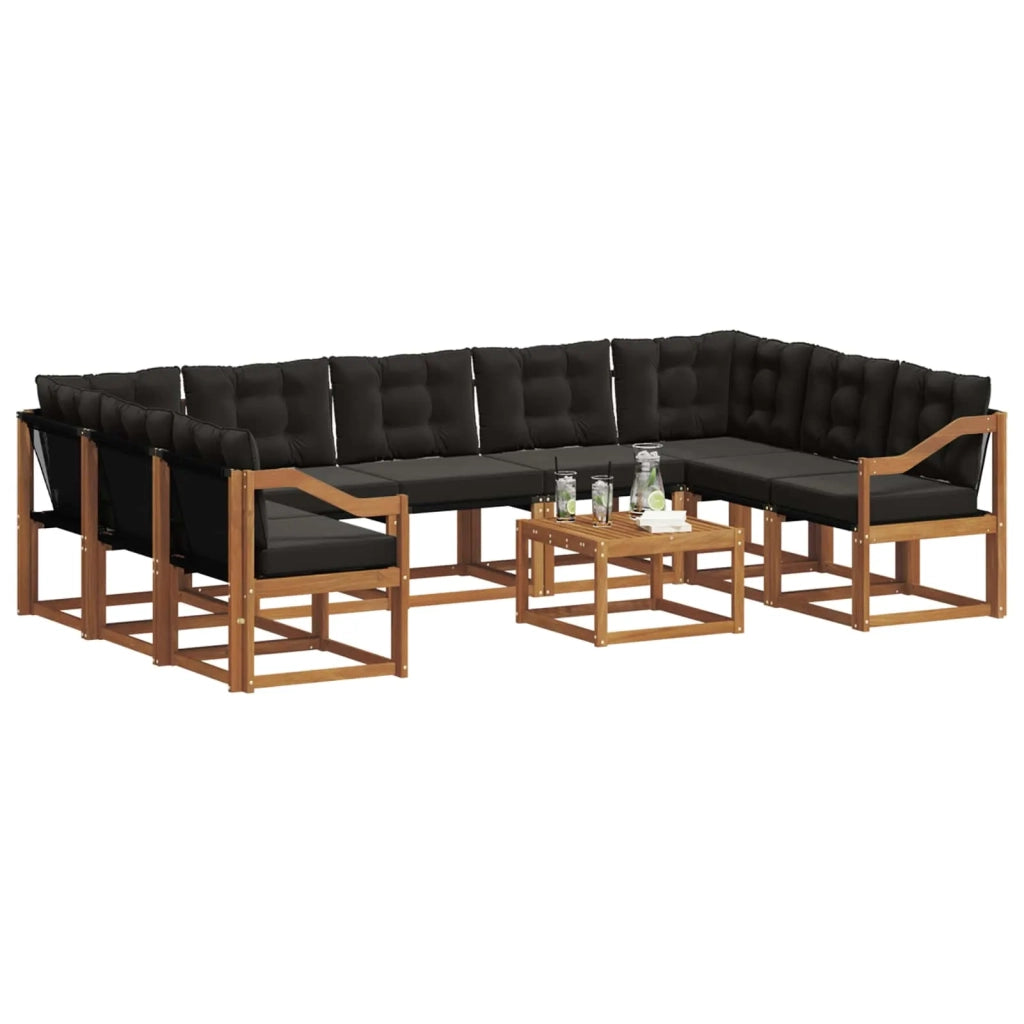 Set di divani da esterno con cuscino 10 pcs Naturale e Nero 3369083