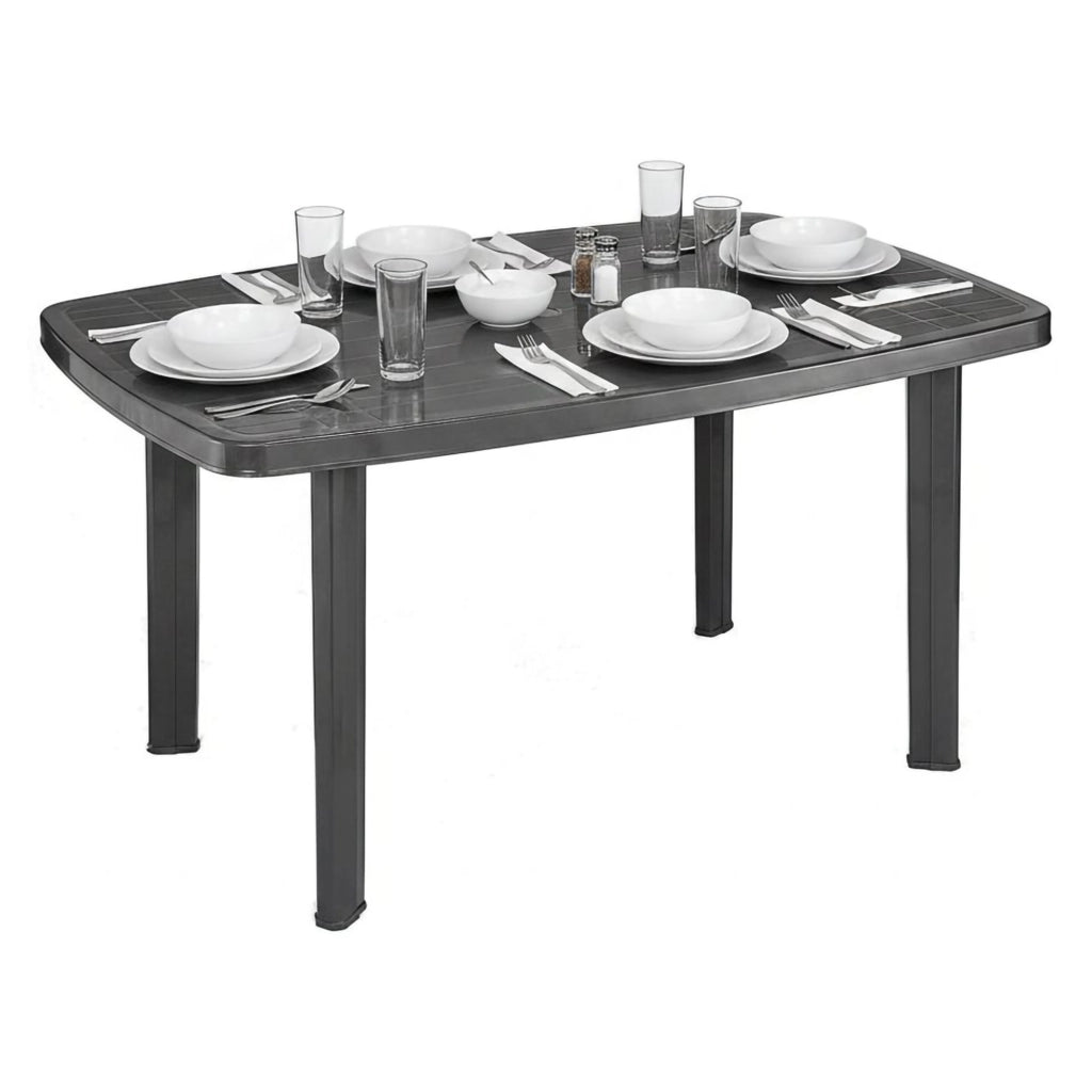 Greggs, Tavolo da Esterno 6 Posti Made in Italy, 137x85x72h cm Nero Antracite