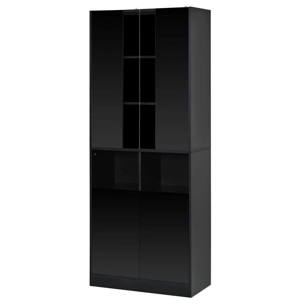 ARMADIO ALTO 70x35x180 cm Nero MDF e pannello truciolare con LED