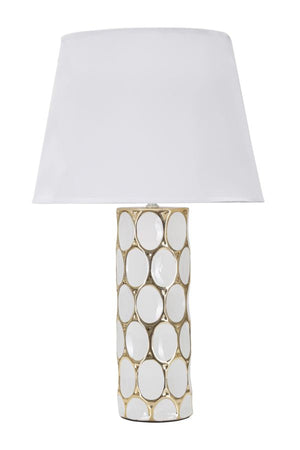 Lampada da Tavolo Glam Carv 34,5x56x34,5 cm in Ceramica Bianco/Oro