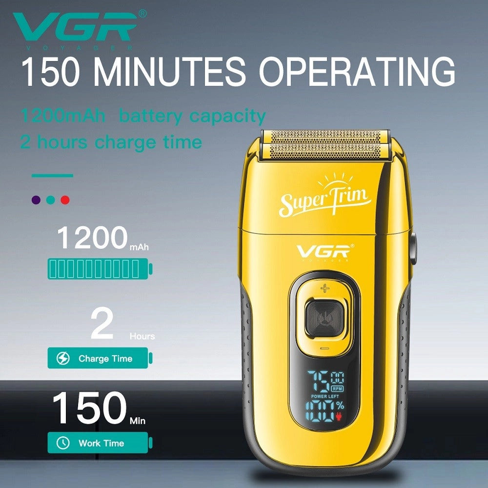 Trade Shop - Rasoio Elettrico Uomo Barba E Corpo Batteria Vgr 332 Per Pelli Sensibili Prof -