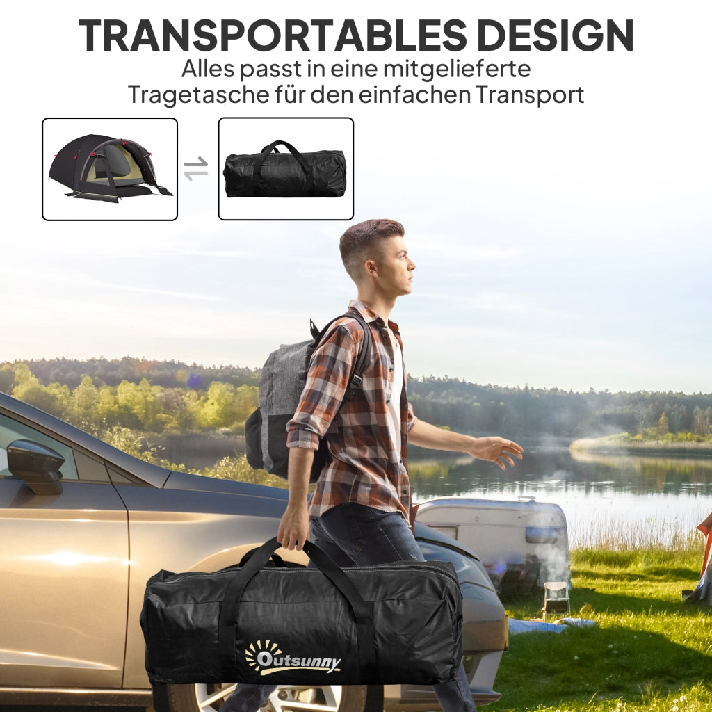 Tenda da campeggio 2 persone tunnel leggera stabile ¨C Minimal ¨C Nero 210x140x110 cm
