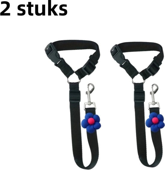 Cinturone di sicurezza per auto a doppia cintura - Anello - Adatto per cani e gatti - Supporto testa auto - Cintura retrattile - Nero