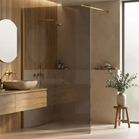 Parete Doccia Rea Flexi Brown / Brush Gold 140