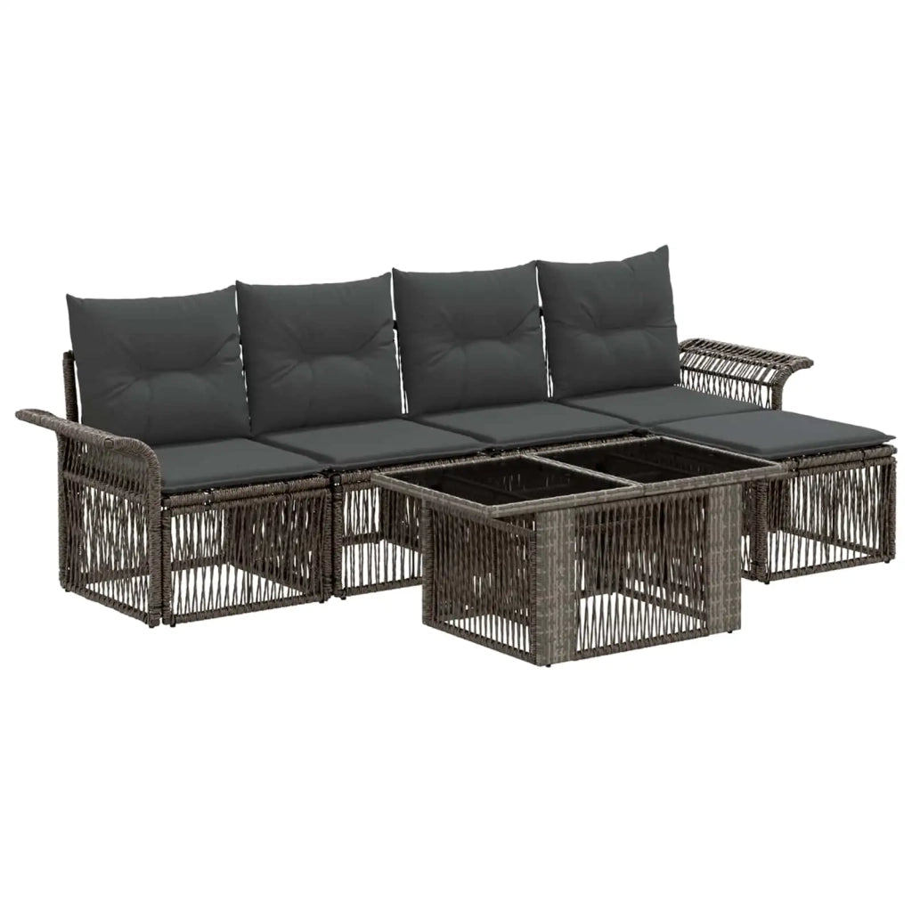 Set Divano da Giardino 6 pz Grigio e Grigio Scuro polyrattan 3436631