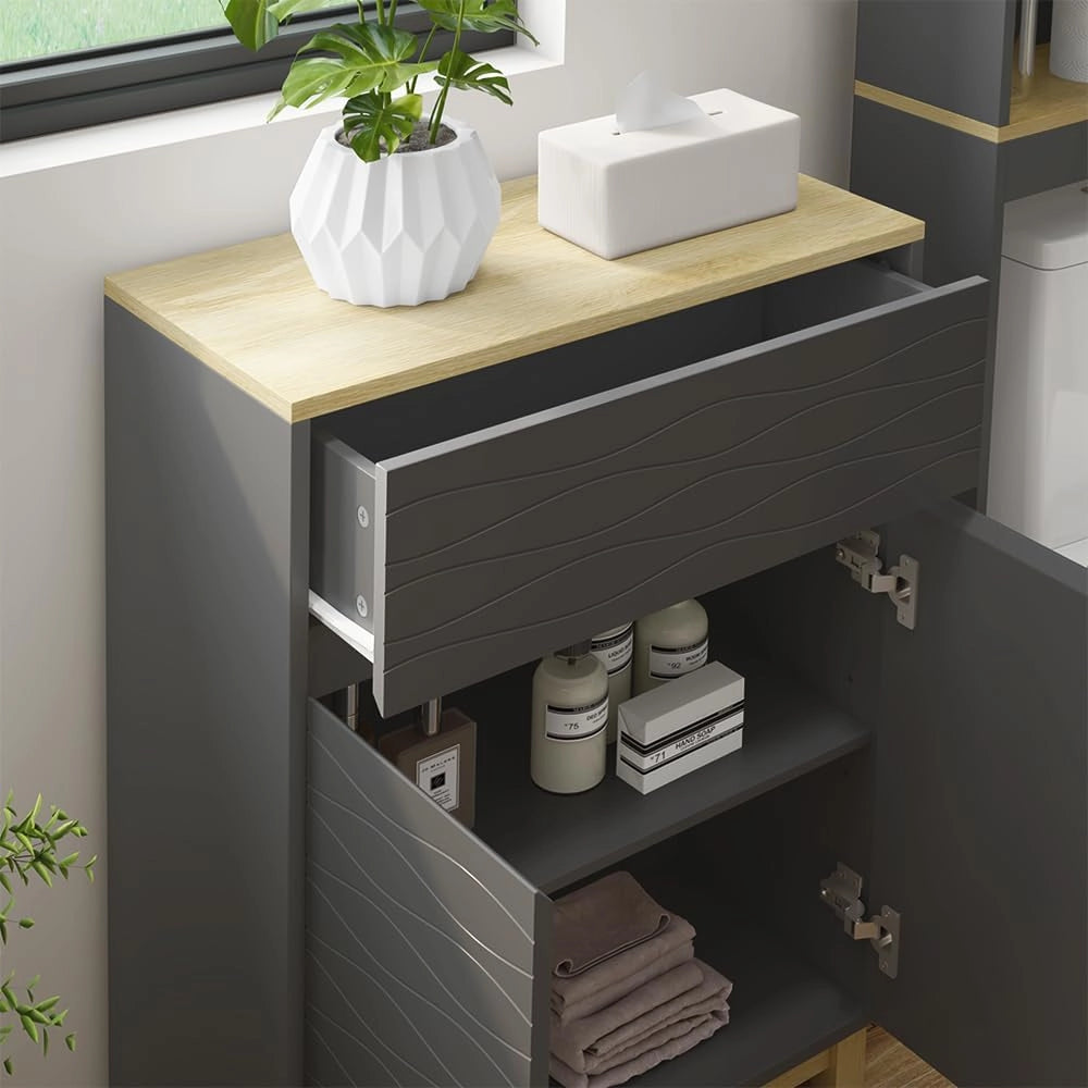 Mobile midi Livia, Antracite, 60 x 80 cm con cassetto