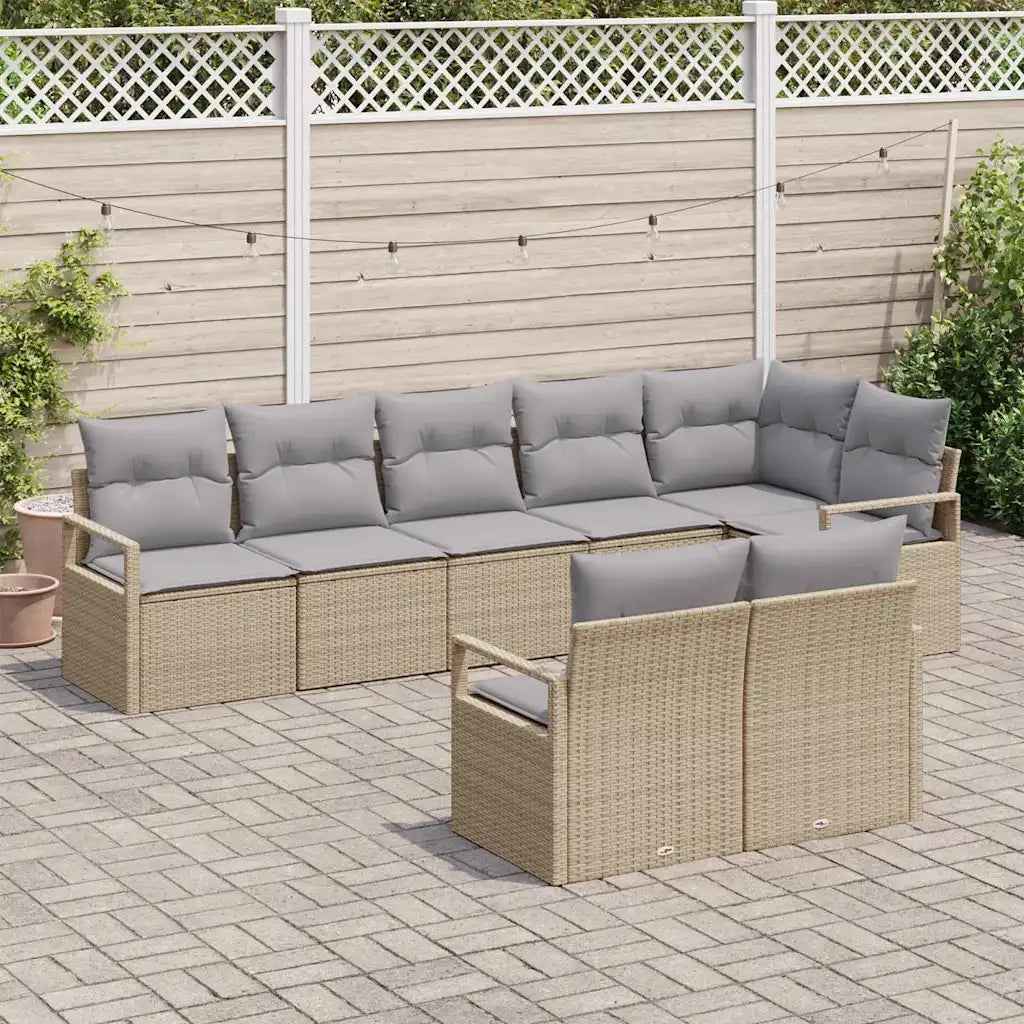 Set di divani 8 pcs Beige polyrattan 3346430