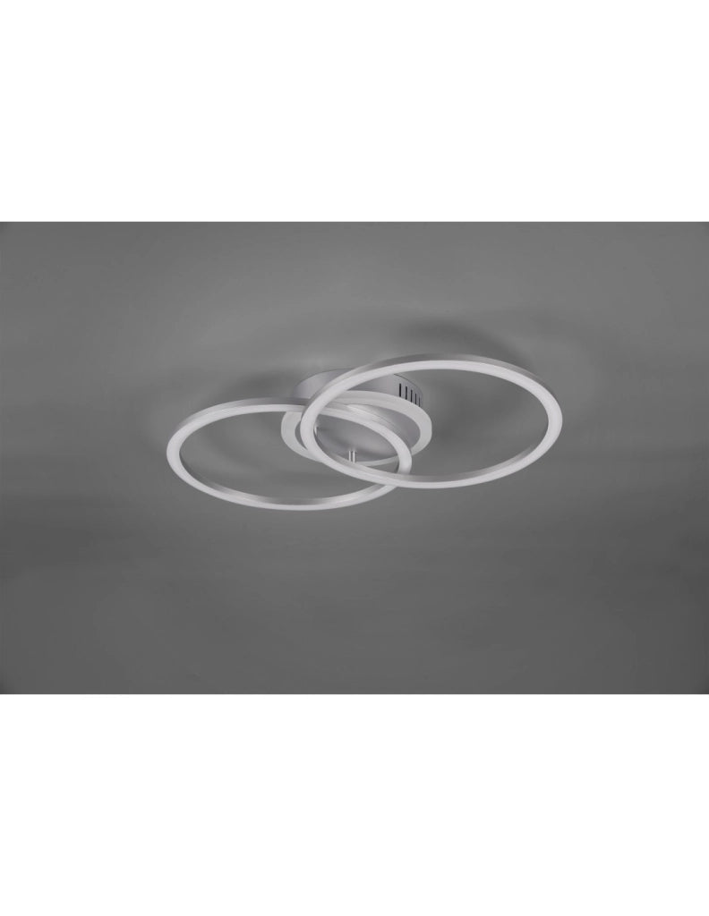 Plafoniera Venida Doppio Cerchio Alluminio Led 25w Dimmerabile L50 cm Trio Lighting
