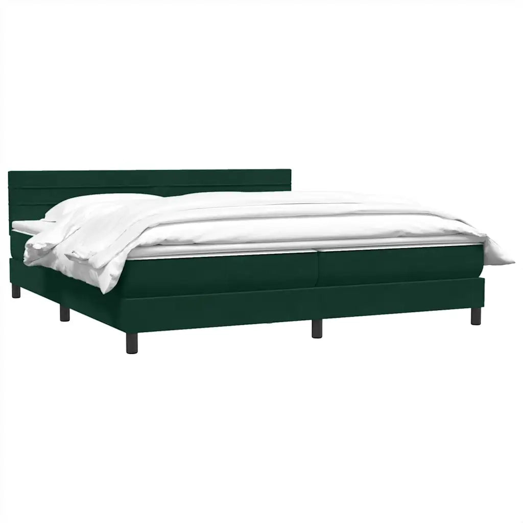 vidaXL Giroletto a Molle con Materasso Verde Scuro 180x220 cm Velluto
