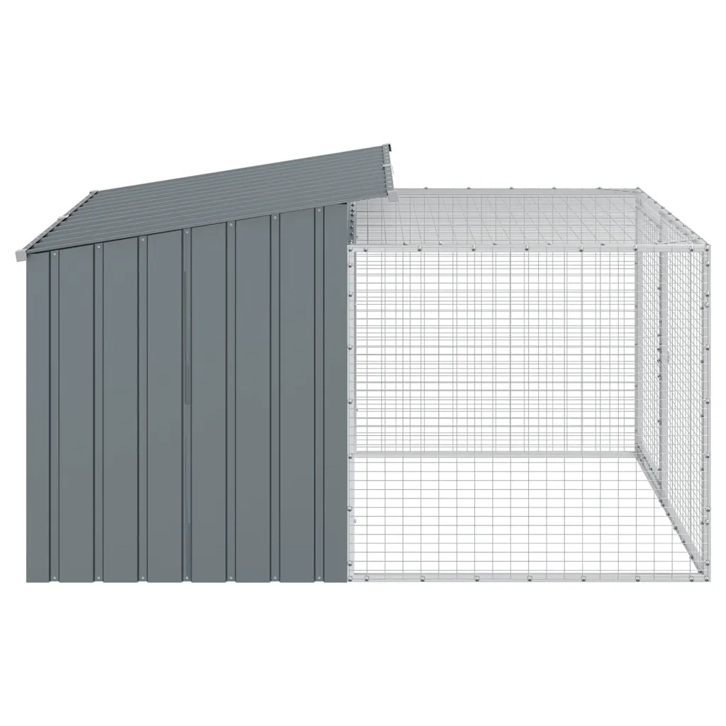 Cuccia per cani con recinto antracite 153x194x110 cm in acciaio zincato