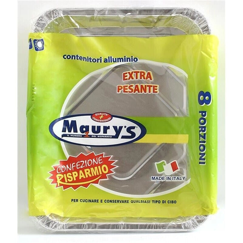 MAURY'S CONTENITORE PER ALIMENTI IN ALLUMINIO 8 PORZIONI 3PZ EXTRA PESANTE