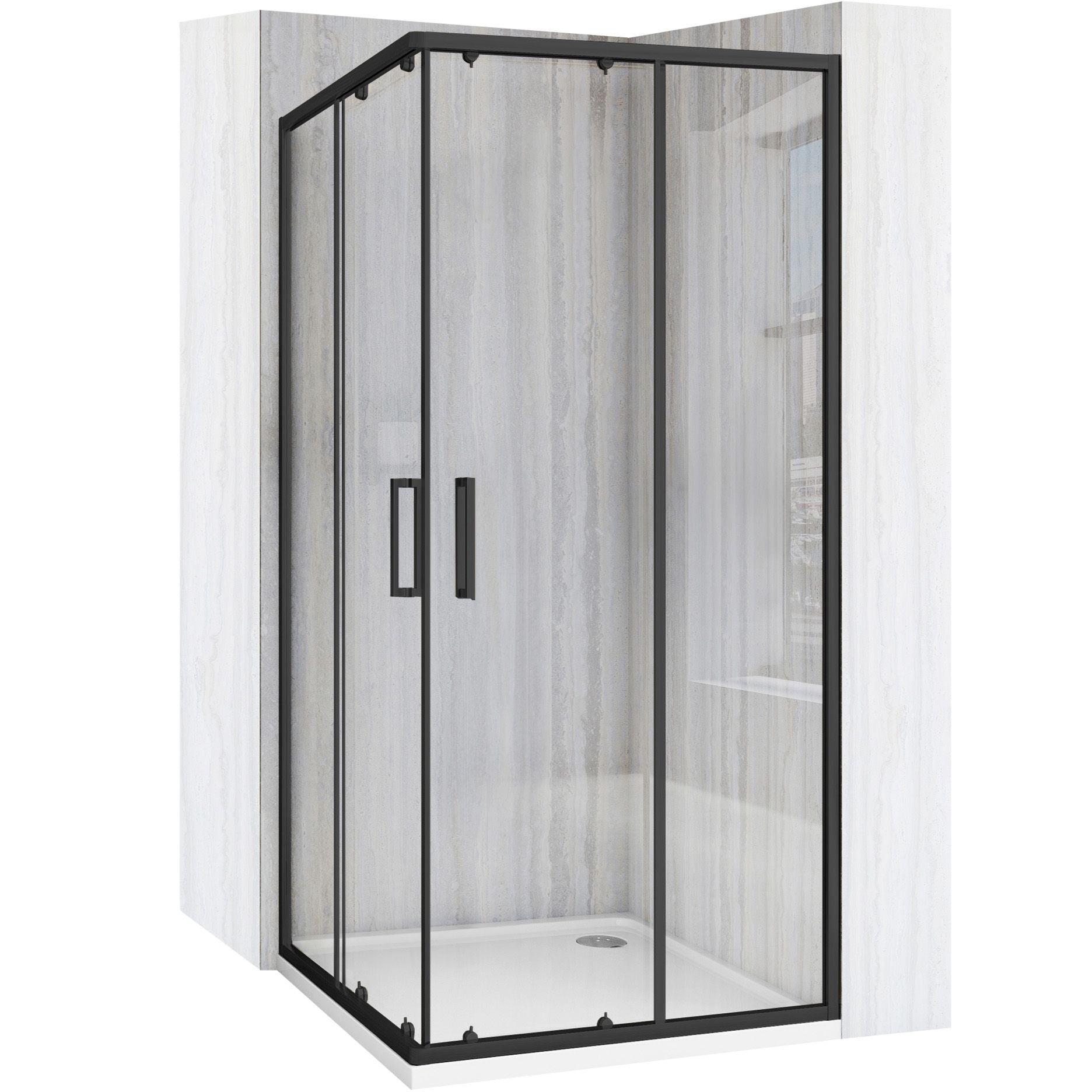 Cabina Doccia Rea City 80x80 Black senza piatto doccia