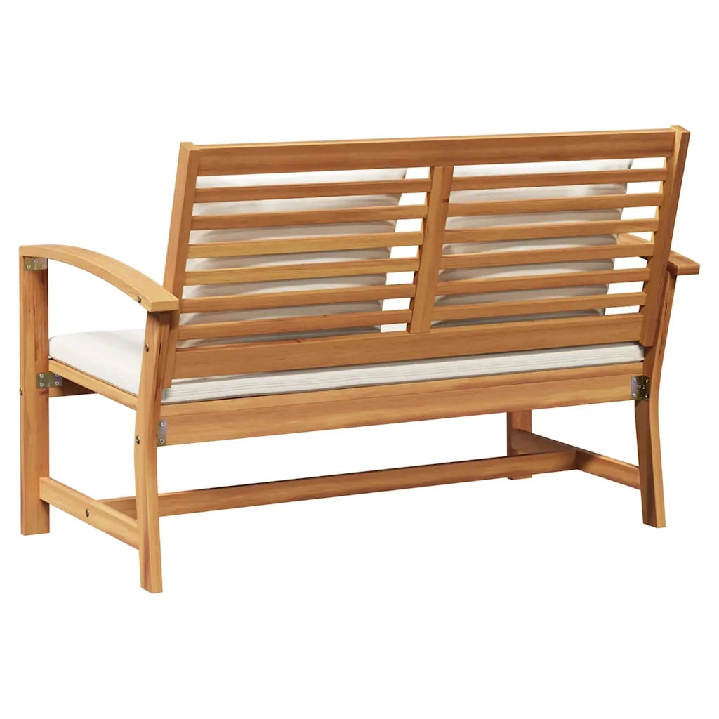 Sedia da giardino-Panchina Marrone e Crema 110 x 66 x 76 cm Legno di teak solido