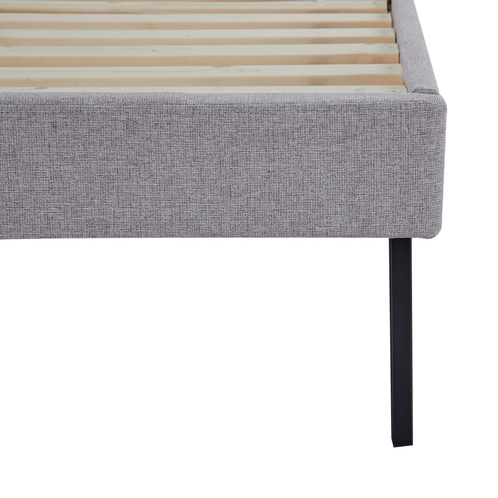 Letto Francese Porvoo 140x200 cm Testiera Imbottita Rivestimento in Tessuto - Grigio [en.casa]