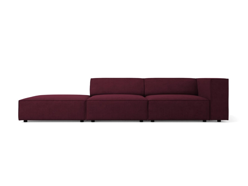 Cosmopolitan Design - Divano sinistro "Arendal" 4 posti in ciniglia con effetto a coste rubino 
