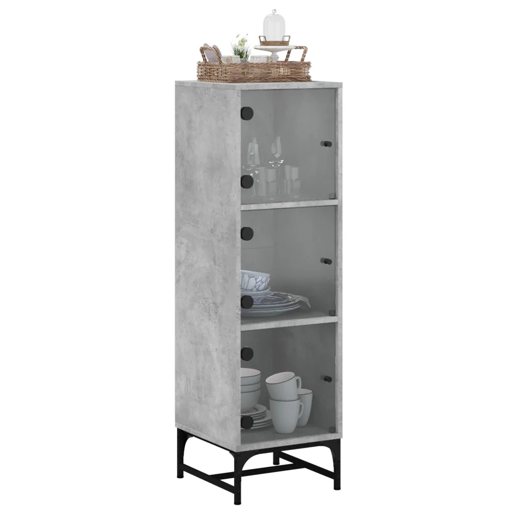 Credenza con Ante in Vetro Grigio Cemento 35x37x120 cm 836563