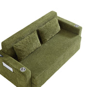 Divano letto 2 posti pieghevole con USB; portabicchieri e tasche laterali; verde
