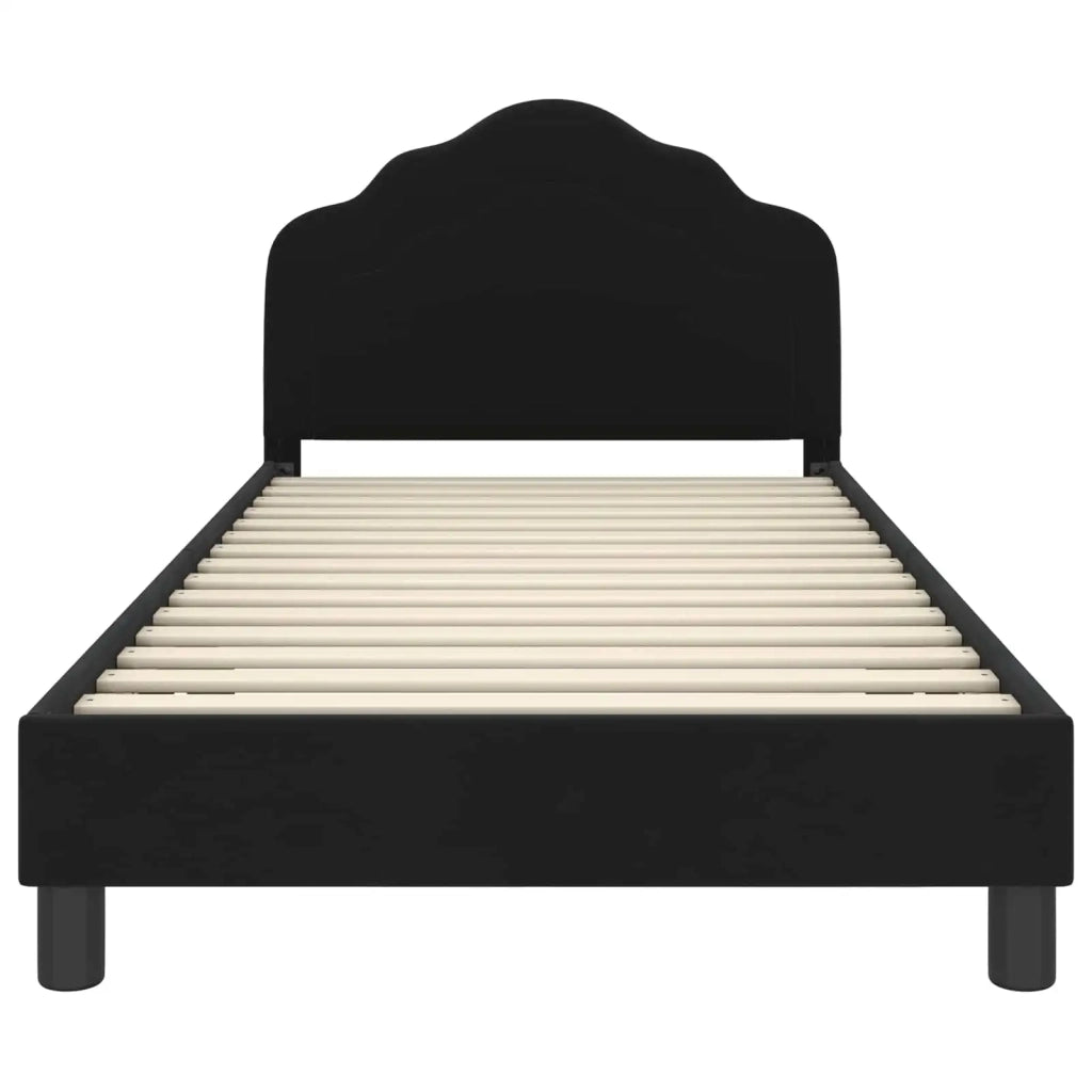 Struttura letto Bambini | Letto Infantile | Lettino con testata Nero 90 x 200 cm Velluto