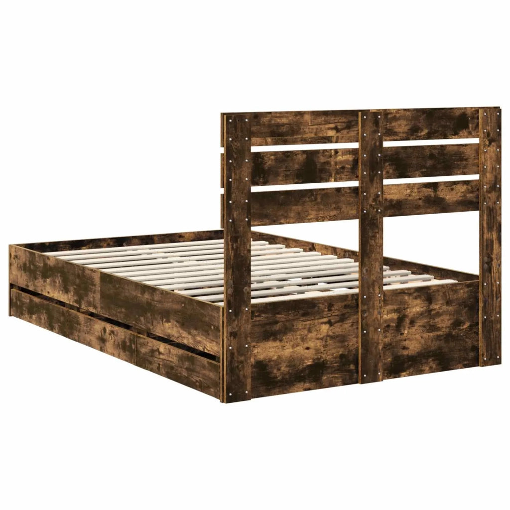 Struttura del letto con cassetto Rovere fumé 120 x 190 cm 3411522