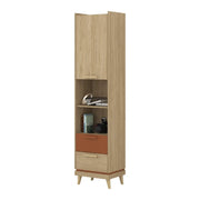 Biblioteca NOKI – Rovere chiaro e moka – 1 porta + 2 cassetti stile scandinavo