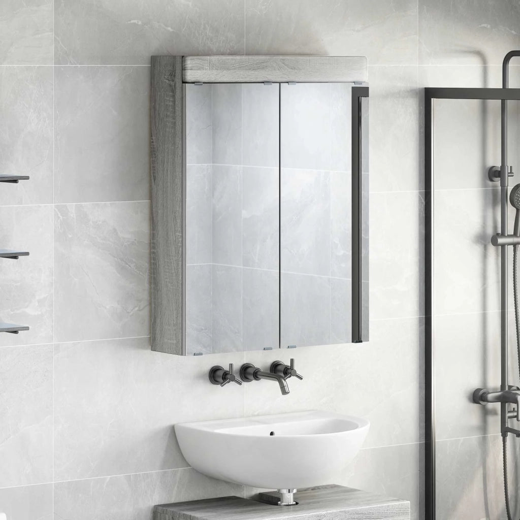 Mobiletto per specchio da bagno con porta TULUM Grigio Sonoma 880367