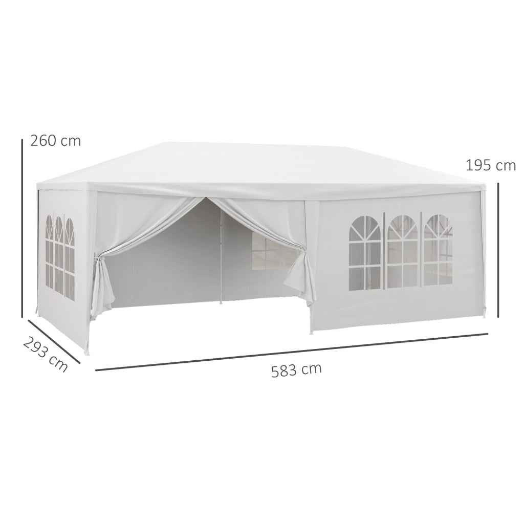 Gazebo per Feste 6x3m con Pareti ¨C zephmum ¨C Bianco