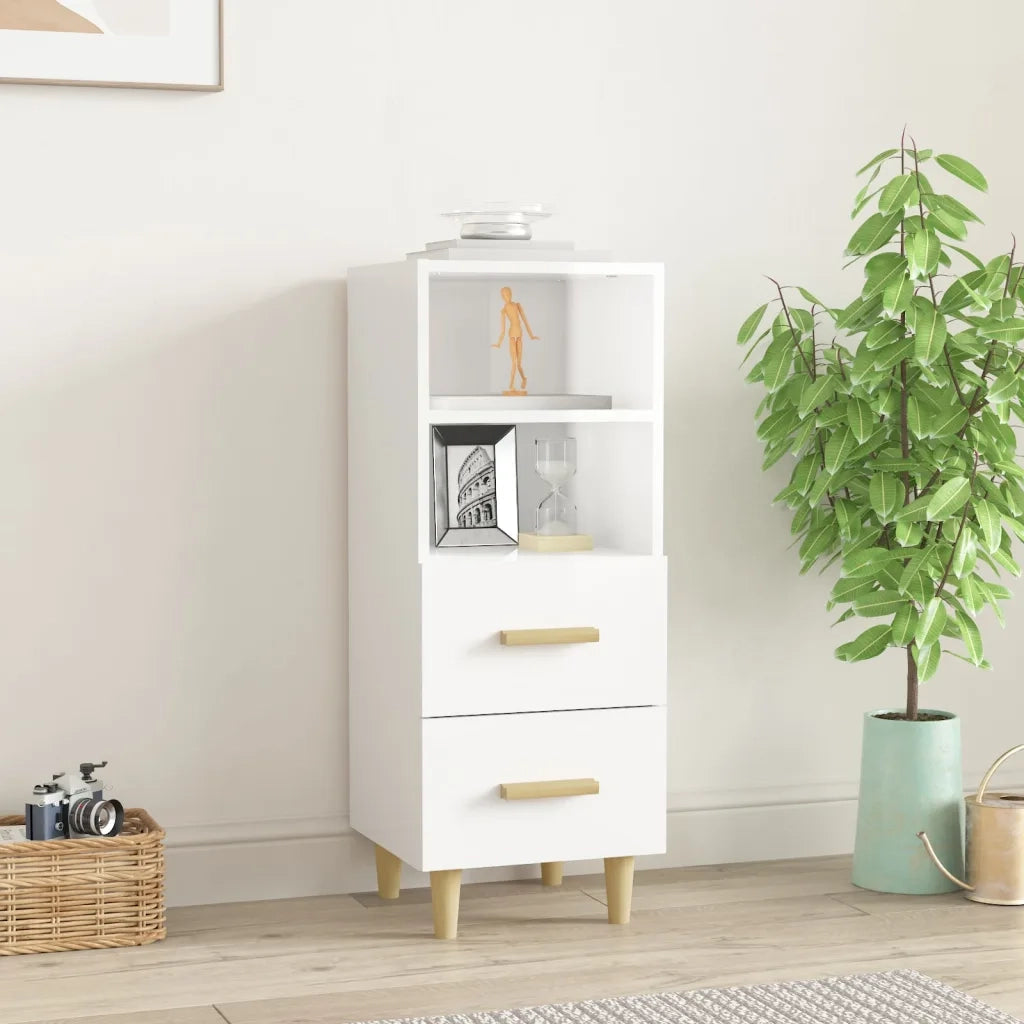 Credenza | Madia | Buffet da pranzo | Armadio da pranzo 34,5x34x90 cm in Legno Multistrato Bianco Lucido