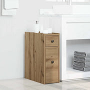Mobile da Bagno Stretto con Ruote Rovere Artigianale Truciolato 855294