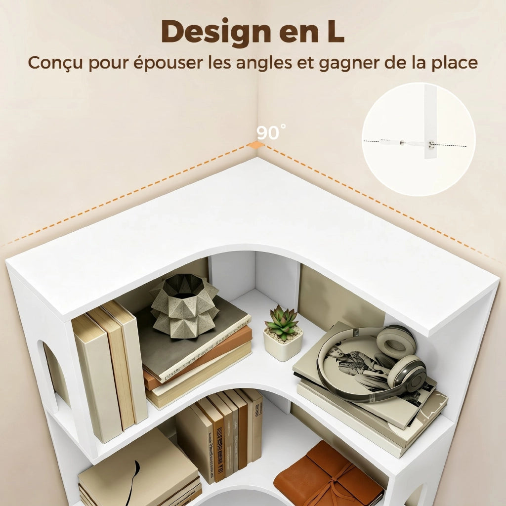 Libreria angolare scaffale a 6 livelli ¨C Minimal ¨C bianco 60x60x165.5