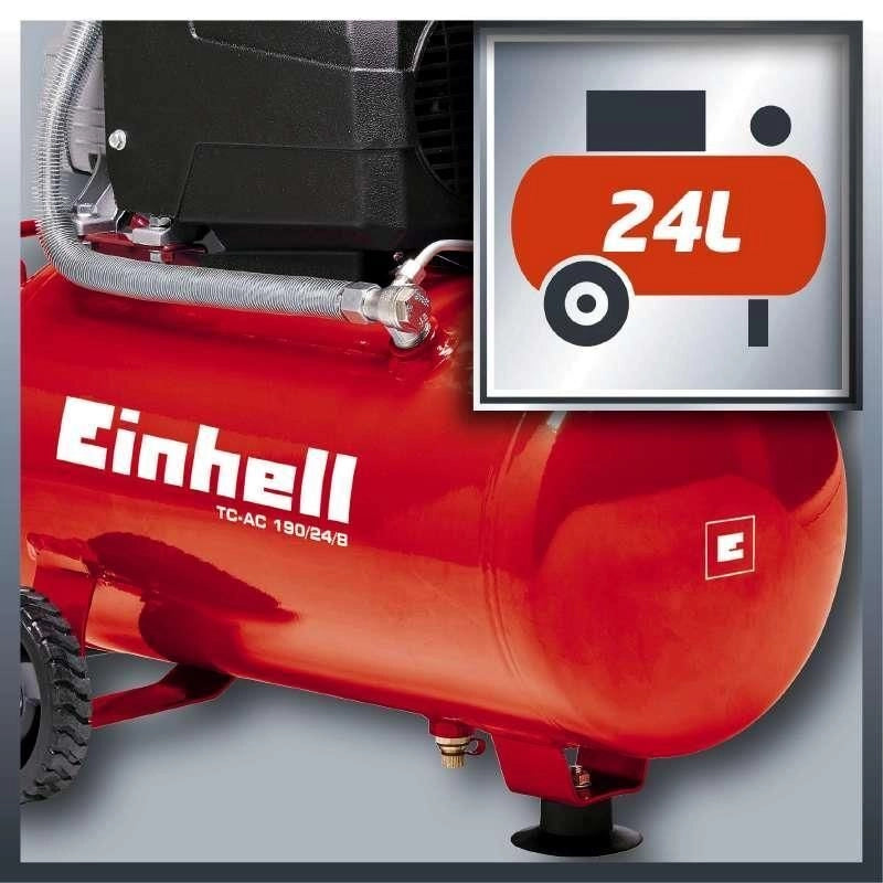 Einhell TC-AC 190-24-8 Compressore ad aria 1500 W 8 bar 24 L 165 l-min colore Nero Rosso