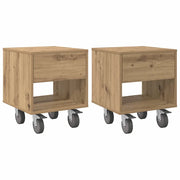 Set di 2 Comodini | Armadio da Notte | Mobiletto da notte Rovere artigianale 40,5 x 40 x 48 cm