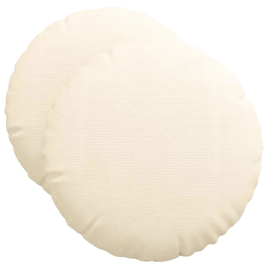 Cuscini per Seduta 2 pcs Crema Ø50 x 19 cm Tessuto in Cords 42014188